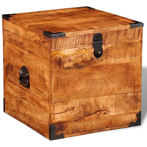 Aufbewahrungstruhe Quadratisch Raues Mangoholz 