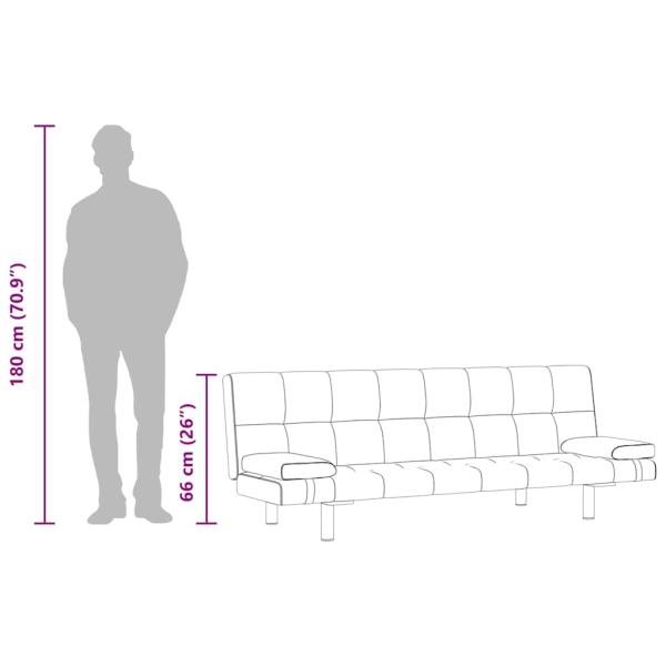 Schlafsofa mit 2 Kissen Kunstleder Ausziehbar Cremeweiß