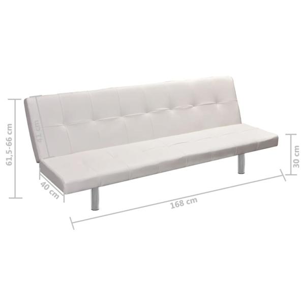 Schlafsofa mit 2 Kissen Kunstleder Ausziehbar Cremeweiß