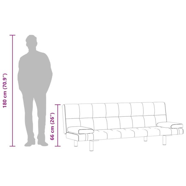 Schlafsofa mit 2 Kissen Kunstleder Ausziehbar Cremeweiß