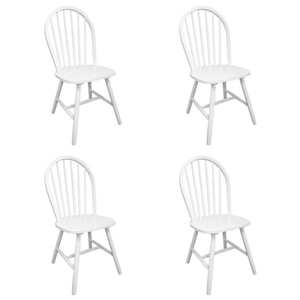 Esszimmerstühle 4 Stk. Weiß Massivholz Gummibaum