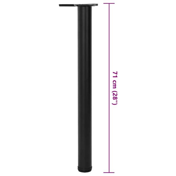 4x höhenverstellbares Tischbein Schwarz 710 mm