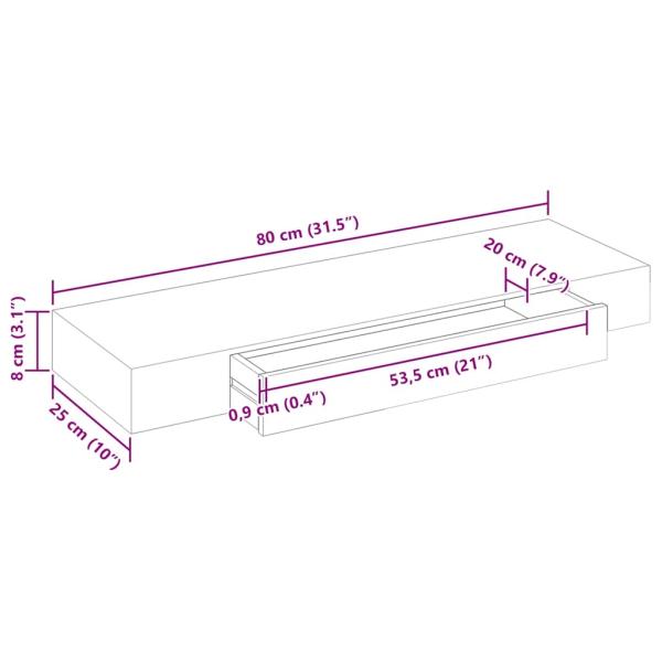 Wandregal mit Schublade MDF Weiß