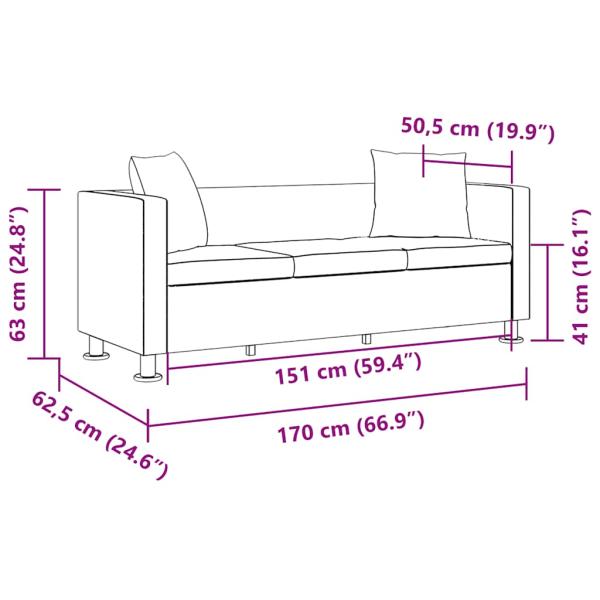 3-Sitzer-Sofa Kunstleder Schwarz  