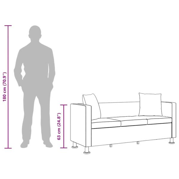 3-Sitzer-Sofa Kunstleder Weiß