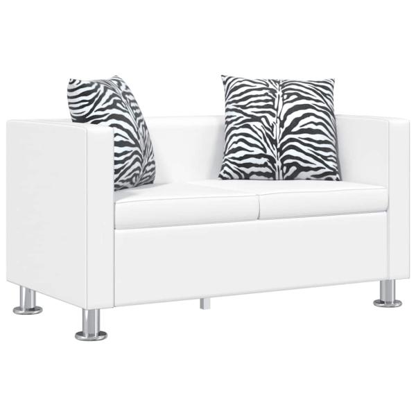 2-Sitzer-Sofa Kunstleder Weiß