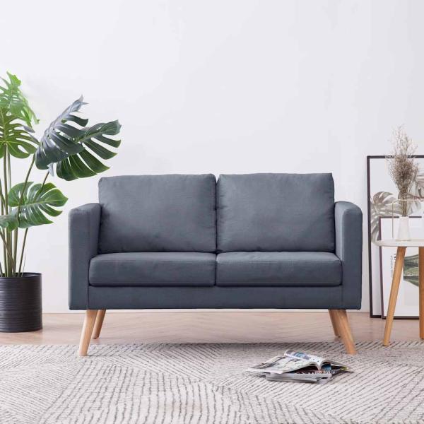 Sofa 2-Sitzer Stoff Dunkelgrau 