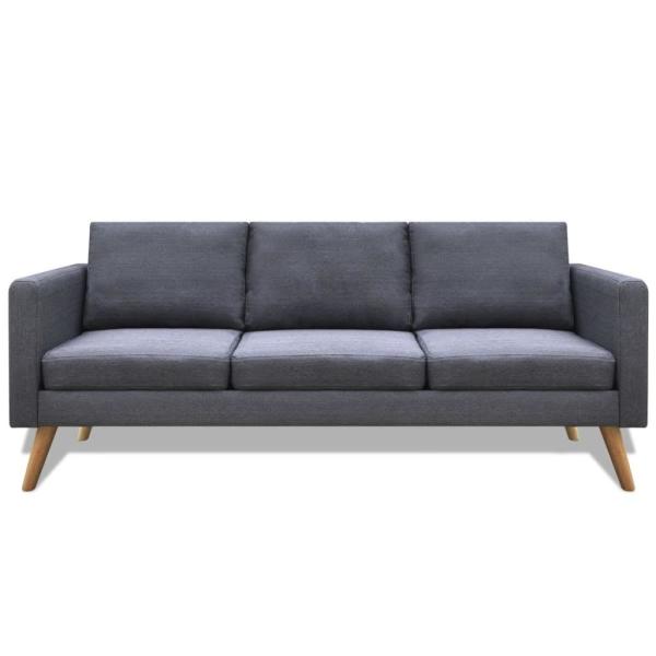 Sofa 3-Sitzer Stoff Dunkelgrau 