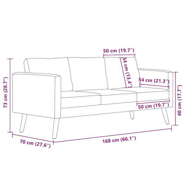 Sofa 3-Sitzer Stoff Dunkelgrau 