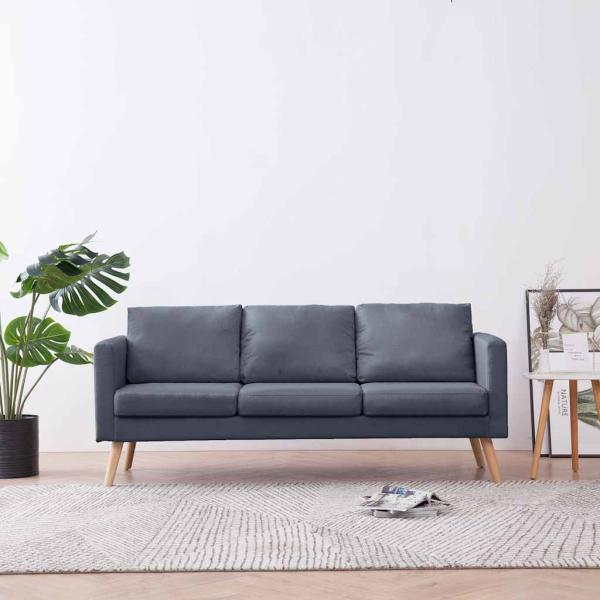 Sofa 3-Sitzer Stoff Dunkelgrau 