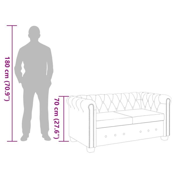 Chesterfield-Sofa 2-Sitzer Kunstleder Schwarz 