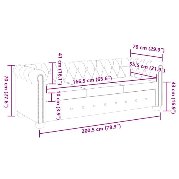 Chesterfield-Sofa 3-Sitzer Kunstleder Weiß