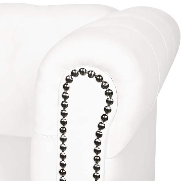 Chesterfield-Sofa 3-Sitzer Kunstleder Weiß 