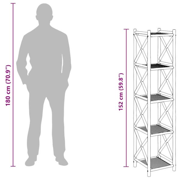 Bambus-Regal mit 5 Böden Quadratisch