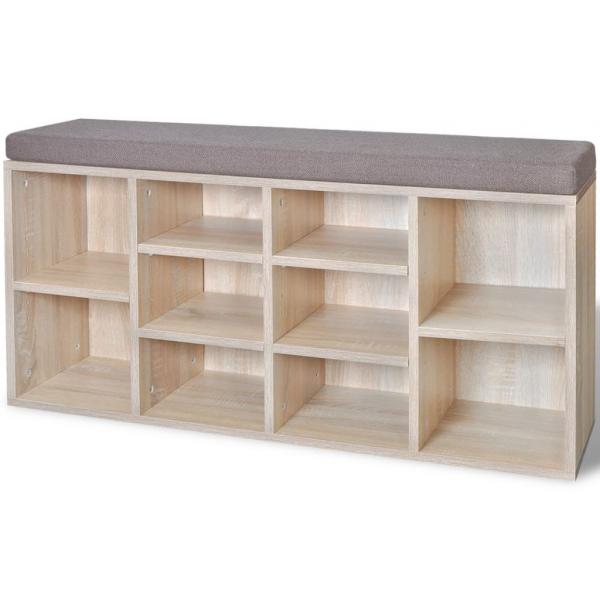 Schuhschrank Schuhbank Sitzbank 10 Fächer Eichefarbe