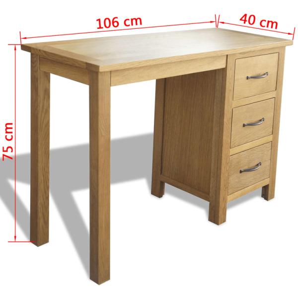Schreibtisch mit 3 Schubladen 106x40x75 cm Massivholz Eiche