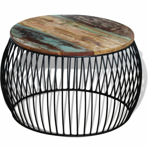 ARDEBO.de - Couchtisch Rund Altholz Massiv 68x37 cm