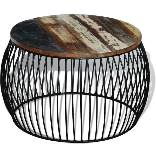 Couchtisch Rund Altholz Massiv 68x37 cm
