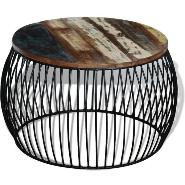 Couchtisch Rund Altholz Massiv 68x37 cm