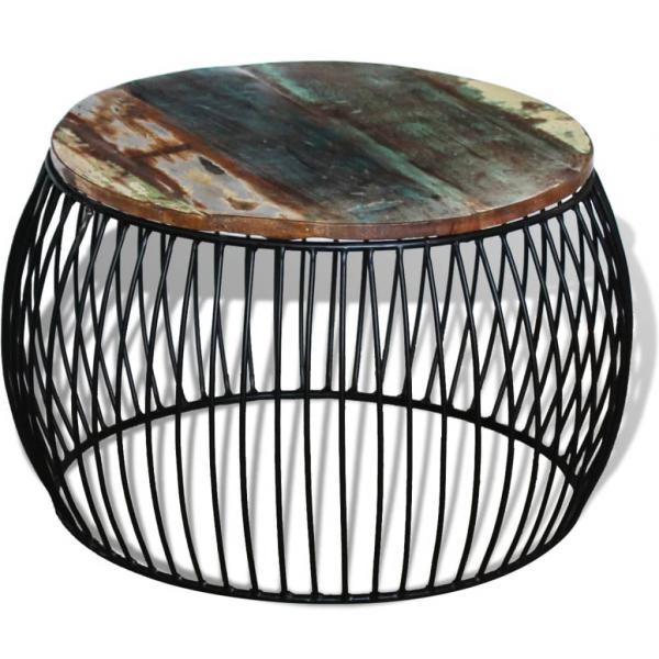 Couchtisch Rund Altholz Massiv 68x37 cm