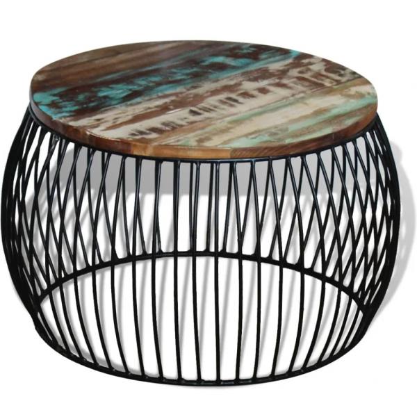 Couchtisch Rund Altholz Massiv 68x37 cm