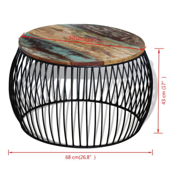 Couchtisch Rund Altholz Massiv 68x37 cm