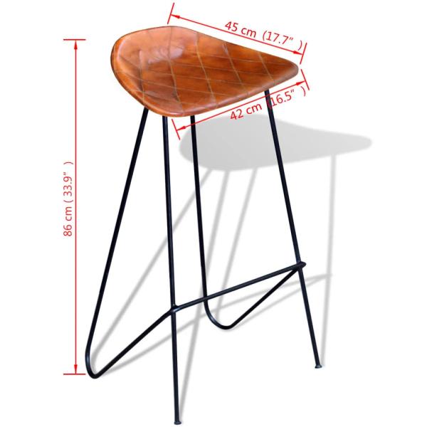 Barhocker 2 Stk. Schwarz und Braun Echtleder 