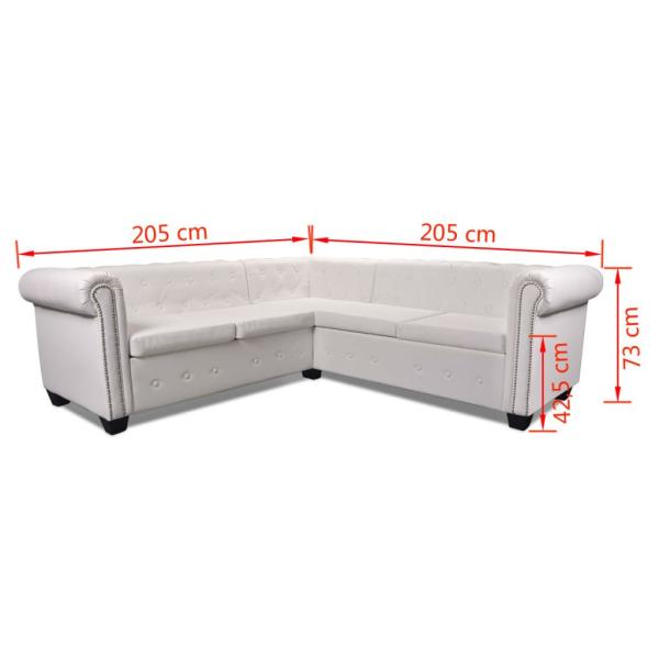 Chesterfield-Ecksofa 5-Sitzer Kunstleder Weiß 