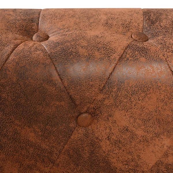 Chesterfield Ecksofa 5-Sitzer Kunstleder Braun 