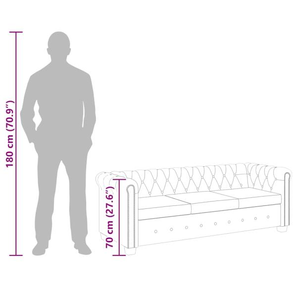 Chesterfield-Sofa 3-Sitzer Kunstleder Braun