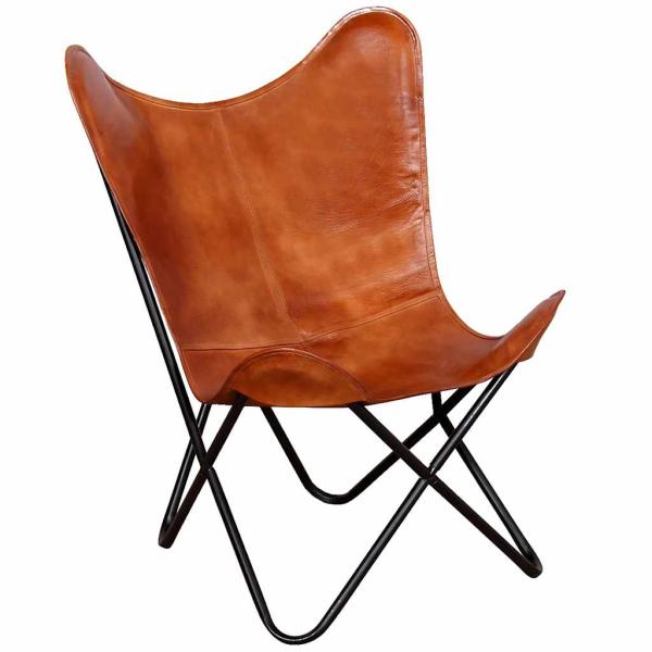 Butterfly-Sessel Braun Echtleder 