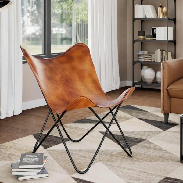 Butterfly-Sessel Braun Echtleder 