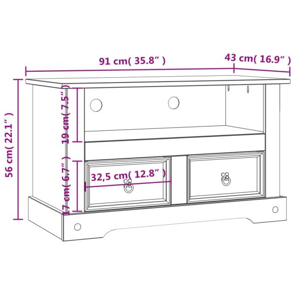 TV-Schrank Mexiko-Stil Kiefernholz 91x43x56 cm