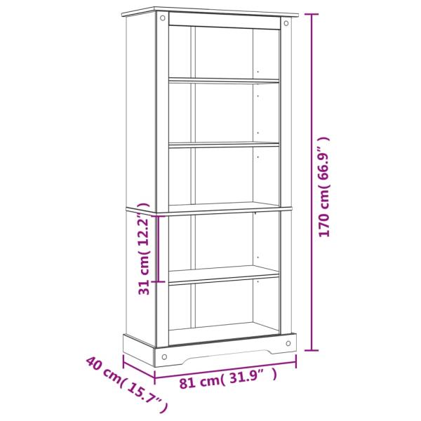 Bücherschrank 5 Fächer Mexiko-Stil Kiefernholz 81x40x170 cm