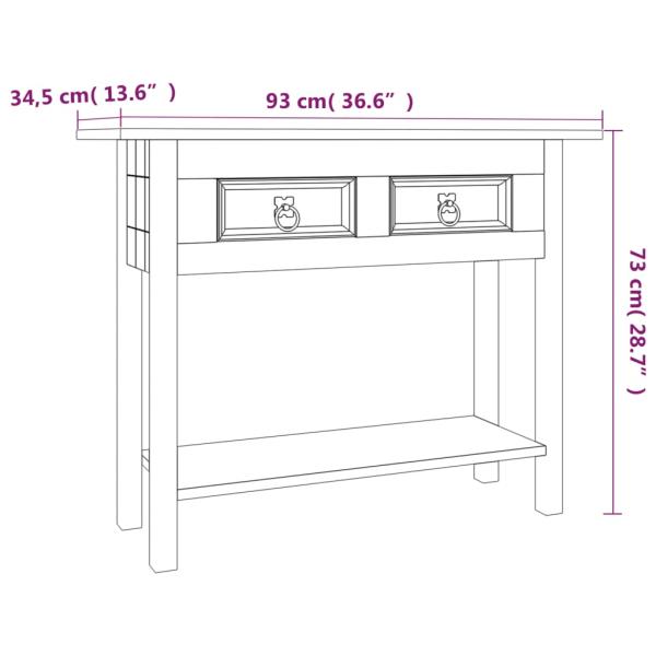 Konsolentisch im Mexiko-Stil Kiefer Massiv Corona 93x34,5x73 cm