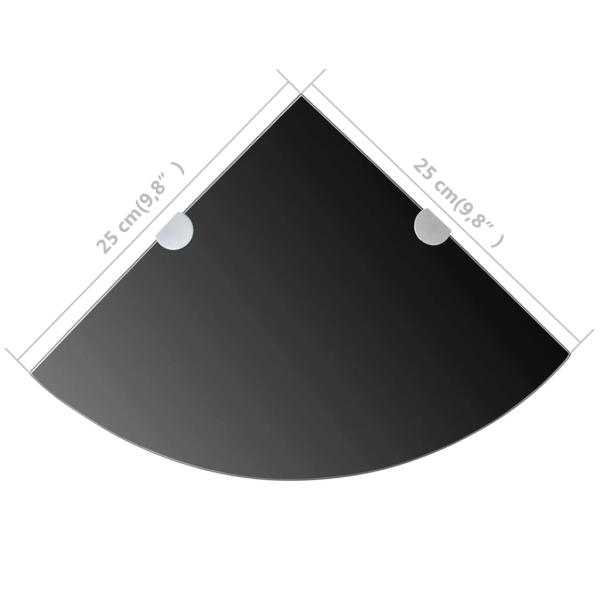 Eckablage mit Verchromten Halterungen Glas Schwarz 25x25 cm