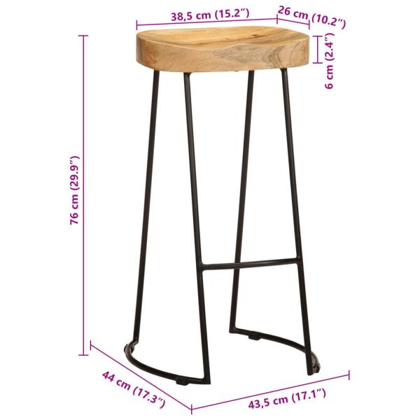 Barhocker 2 Stk. Mango Massivholz