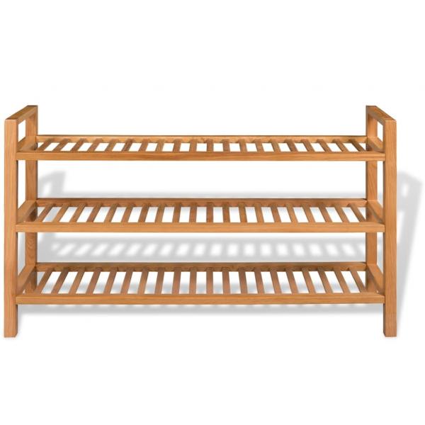 Schuhregal mit 3 Etagen 100x27x60 cm Massivholz Eiche
