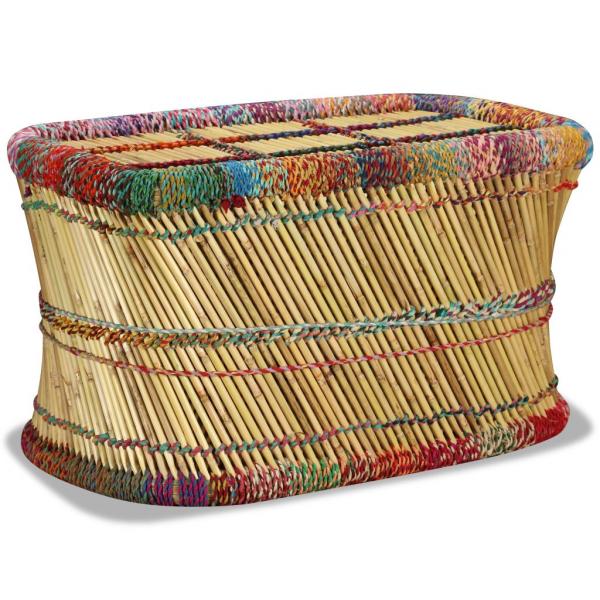 ARDEBO.de - Couchtisch Bambus mit Chindi-Details Mehrfarbig