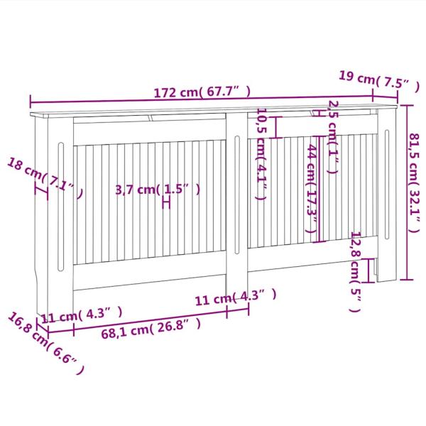 Heizkörperabdeckung Weiß MDF 172 cm