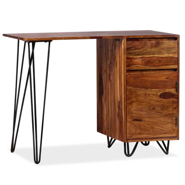 Schreibtisch mit 1 Schublade und 1 Schrank Massivholz Akazie