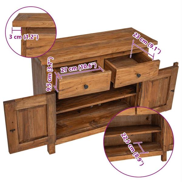 Sideboard Altholz Massiv 75x30x65 cm