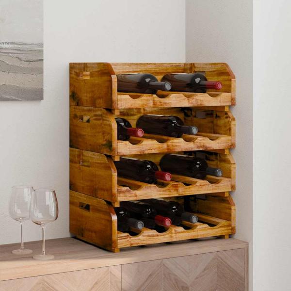 Weinregale 4 Stk. für 16 Flaschen Recyceltes Massivholz