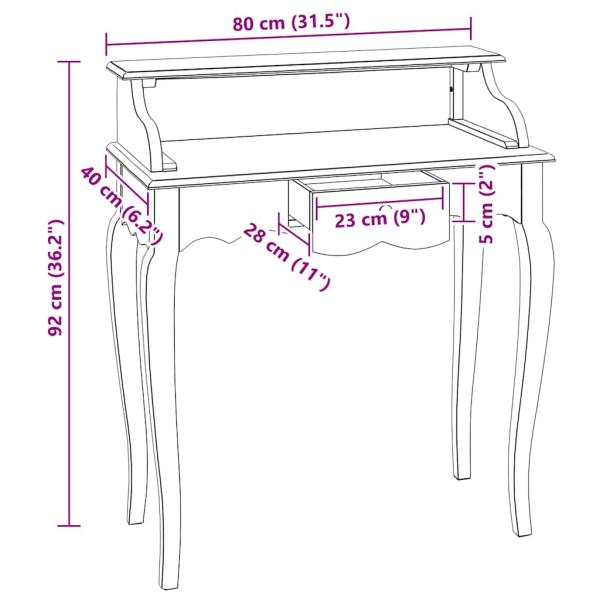 Schreibtisch Altholz Massiv 80 x 40 x 92 cm