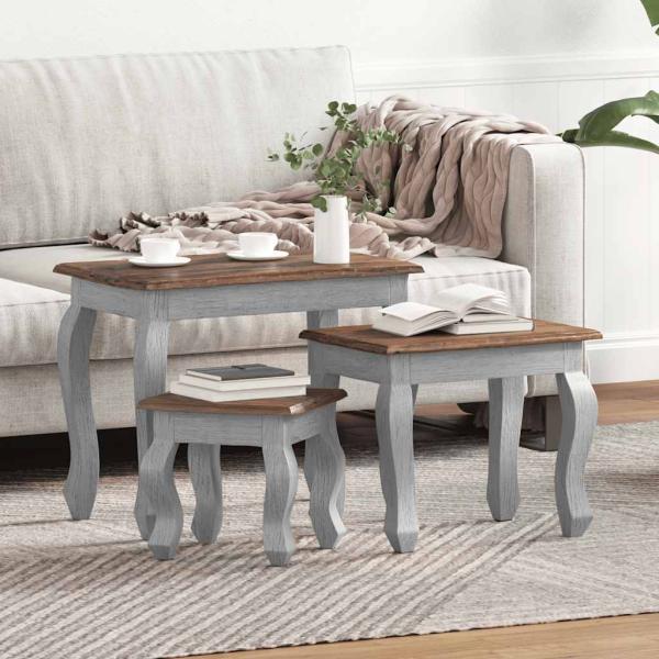 Beistelltische 3er Set Altholz Massiv
