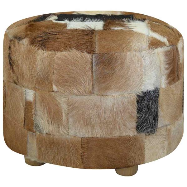 Hocker Echtes Ziegenfell Rund 50 x 50 x 45 cm 