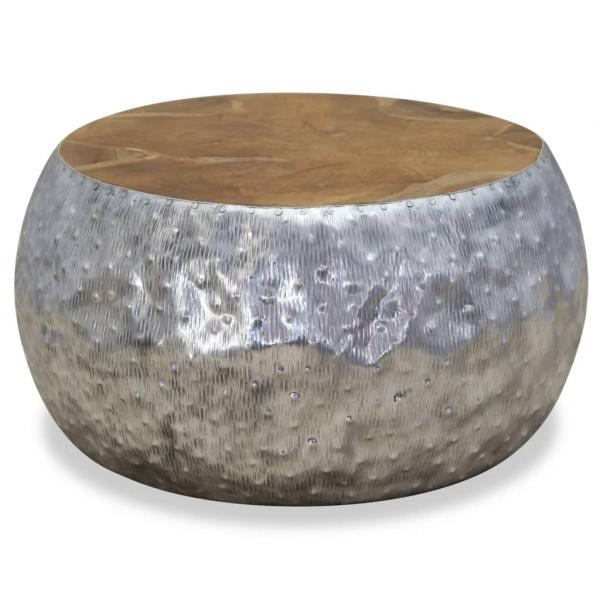 Couchtisch Aluminium Teak 60x60x30 cm 