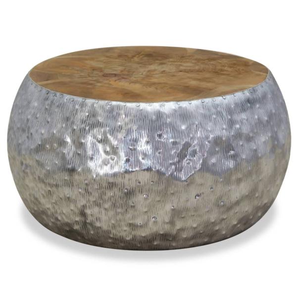 Couchtisch Aluminium Teak 60x60x30 cm 