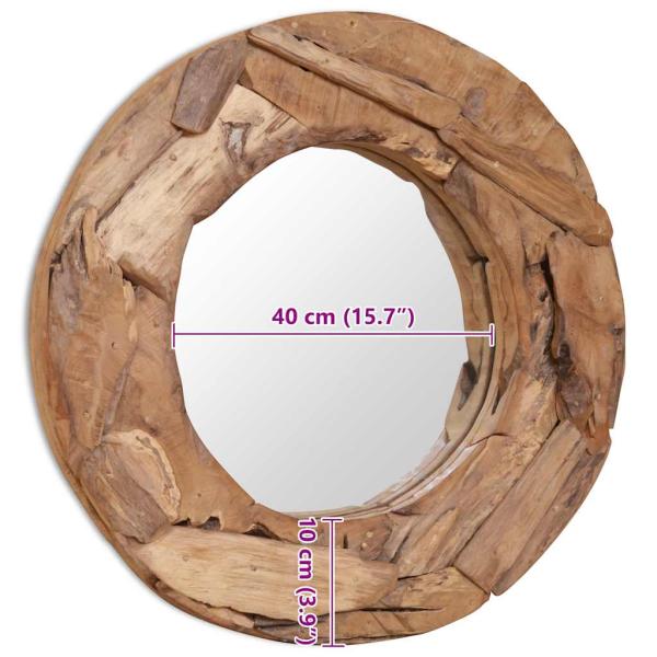 Dekorativer Spiegel Teak 60 cm Rund