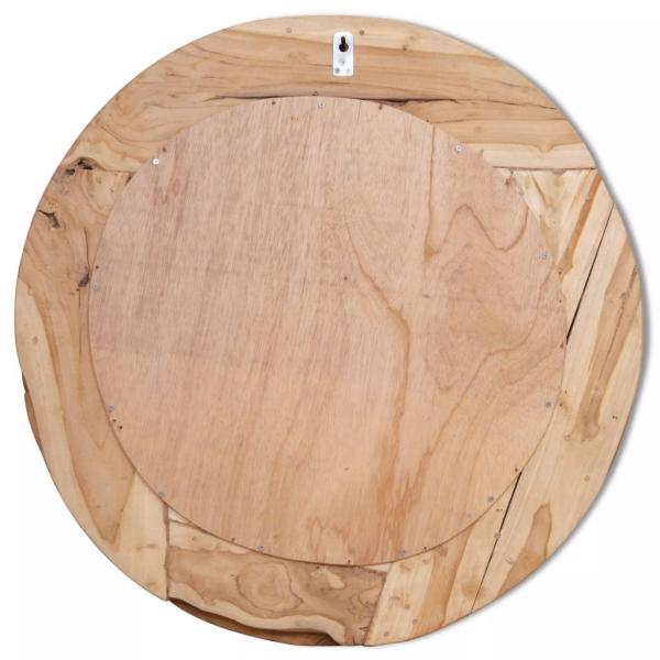Dekorativer Spiegel Teak 80 cm Rund